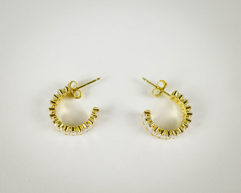 925 Silver & 14k Gold Plated Women Hoop Wedding Earring - 7Stones
