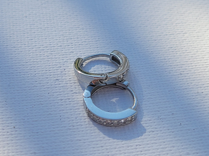 Silver Zircon Twinkling Hoop Earrings - 7Stones