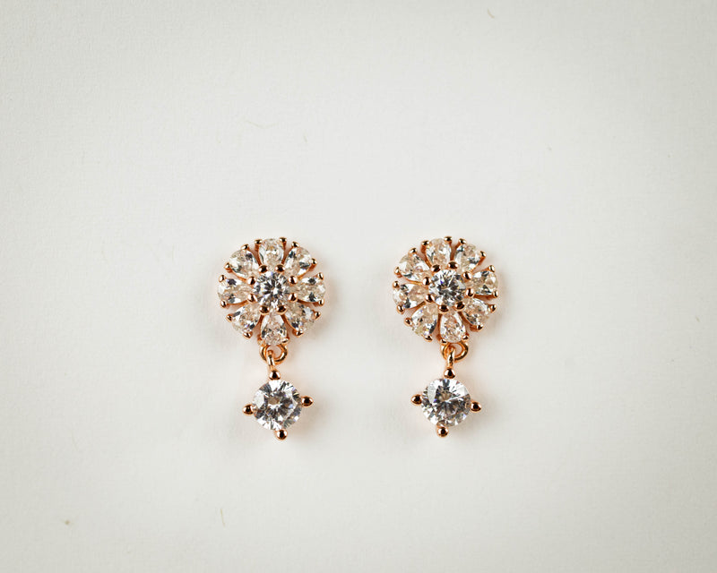Rose Gold Floral Earrings - 7Stones