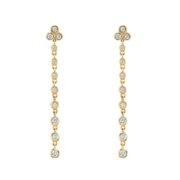 White Cubic Zirconia Tennis Chain Gold Earring - 7Stones
