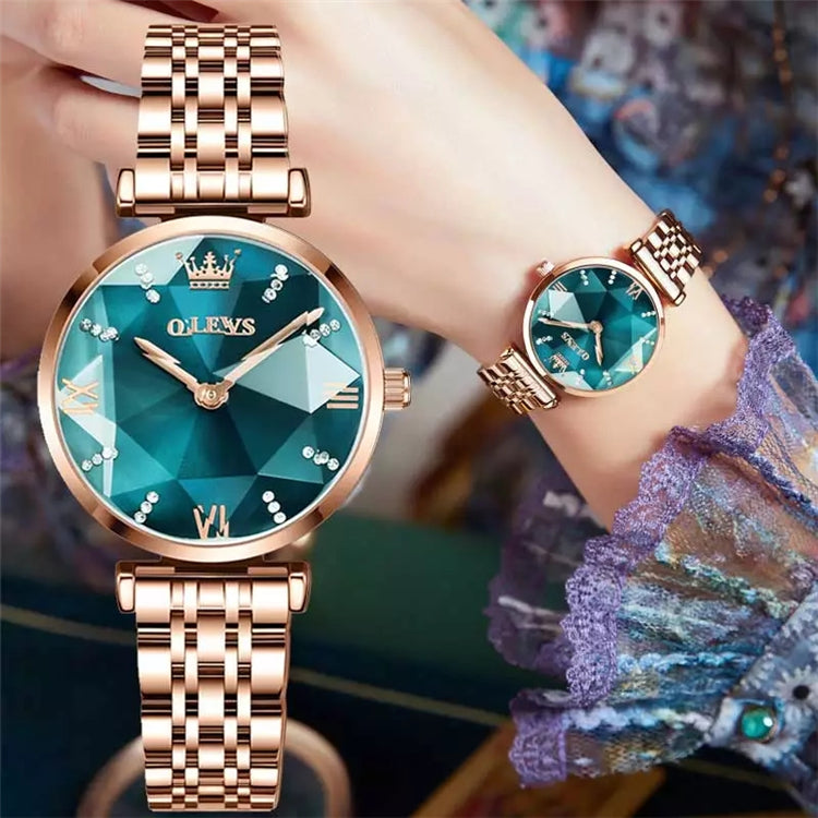 OLEVS Luxury Rose Gold Women Watches - 7Stones