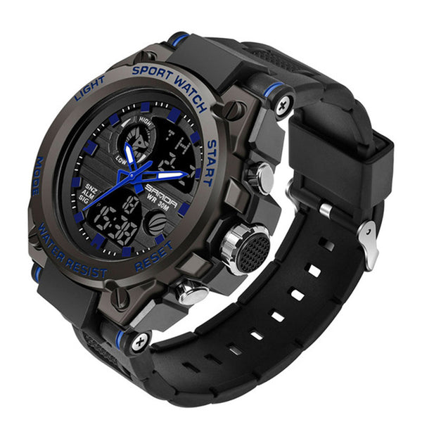 Sanda Quartz Dual Display Waterproof  Men Wrist Watch - 7Stones