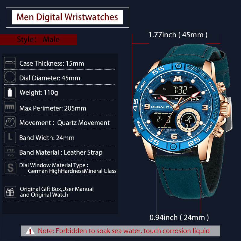 Megalith Chronograph Reloj Men Wrist Watch - 7Stones