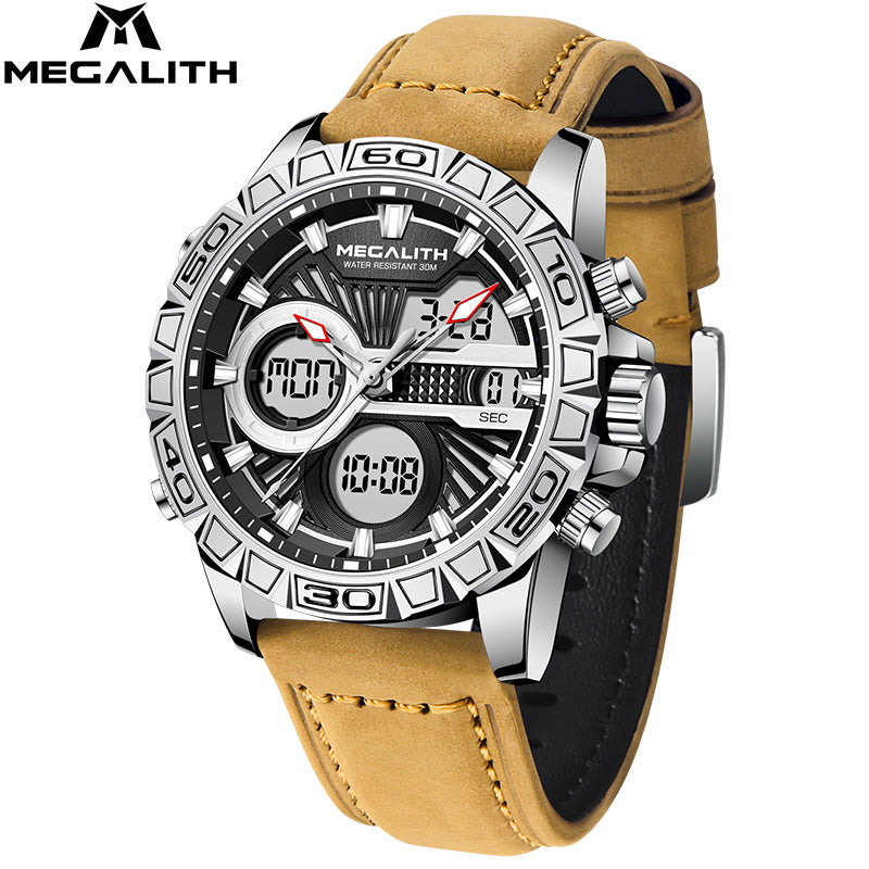 MEGALITH Men Dual Display Quartz Wrist Watches - 7Stones
