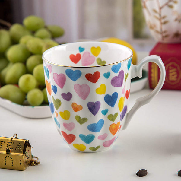 Bone China Rainbow Heart Coffee Mug - 7Stones