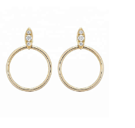 925 Silver & 14k Gold Plated Large Hoop Stud Earring - 7Stones