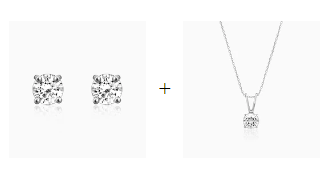 Silver Zircon Stud Earring and Necklace Set - 7Stones