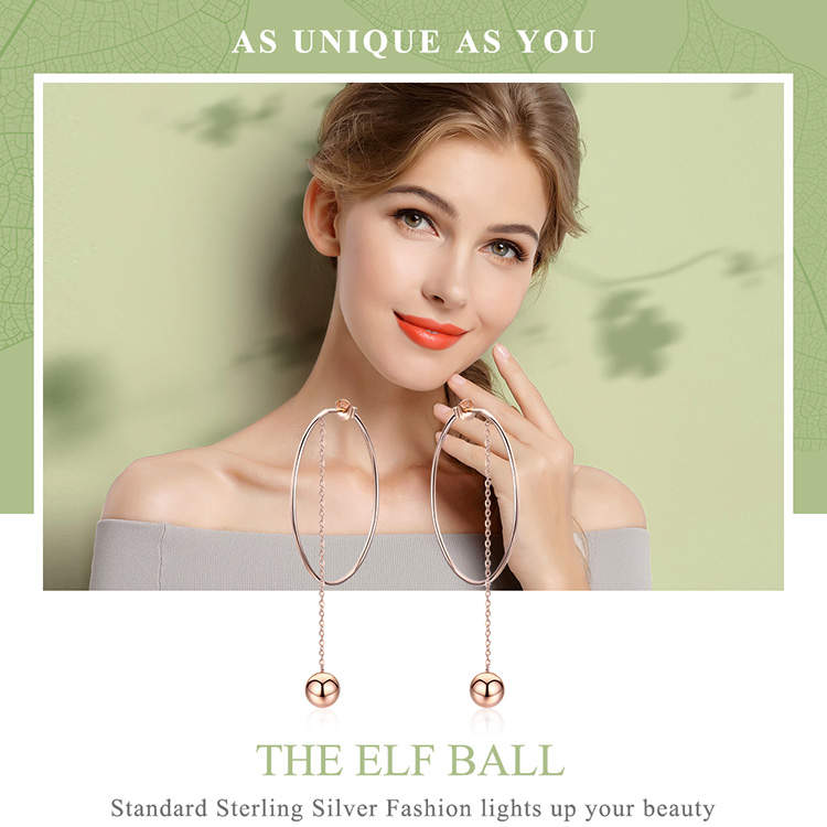 The Elf Ball Dangling 925 Sterling Silver Hoop Earring - 7Stones